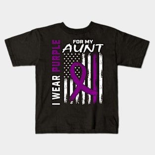 Purple For My Aunt Epilepsy Flag Support Kids T-Shirt